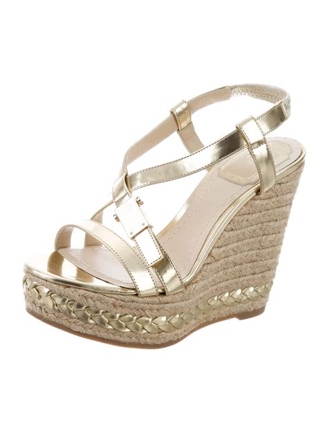 dior schuhe gold|Dior wedge platform sandals.